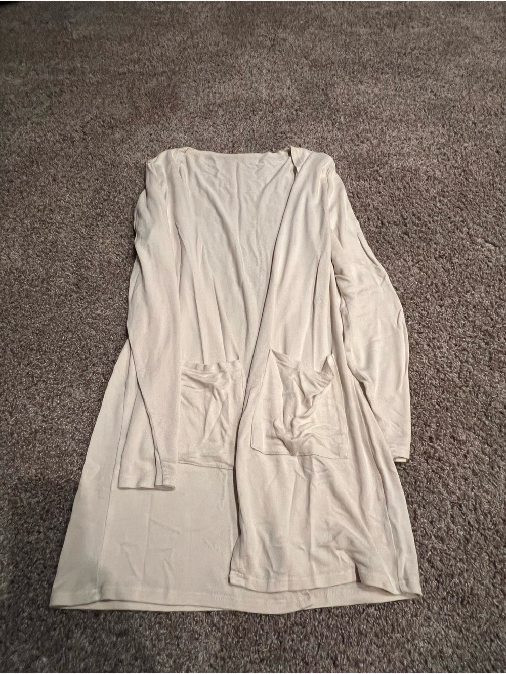 Zyia Woman’s Light Cream Open Front Long Cardigan